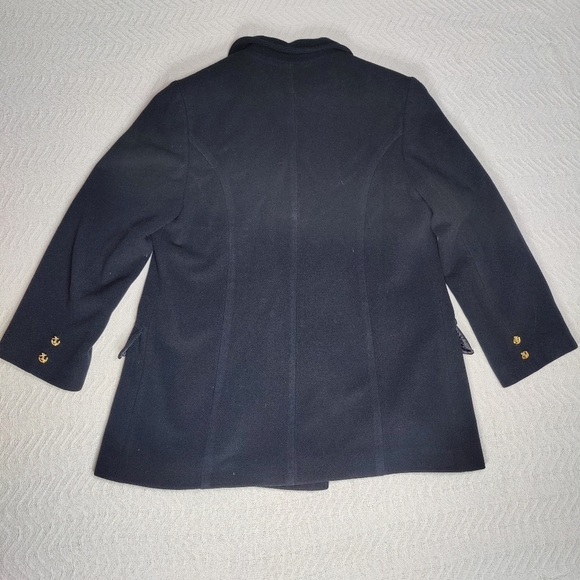 St.John Coat Collection by Marie Gray Pea Coat Black Cashmere Wool Blend size 16 - Picture 2 of 14